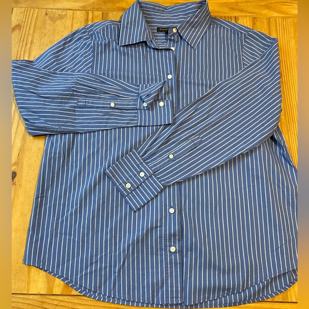 Blue and White Classic Striped Button Down